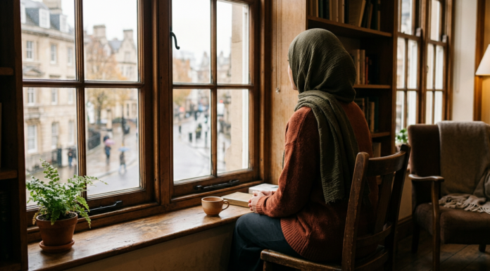 How to Deal With False Accusations: What to Do When You’re Falsely Accused Muslim woman in hijab sitting alone by a window, reflecting on how to deal with false accusations