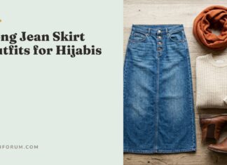 Long Jean Skirt Outfits for Hijabis: 10 Ways to Wear Denim Maxi in Every Season long jean skirt outfits